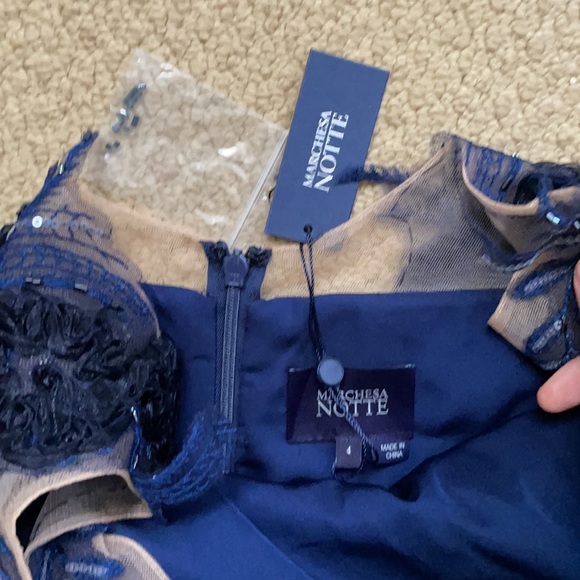 Marchesa Notte Navy MIDI dress *flaws* - Picture 7 of 14